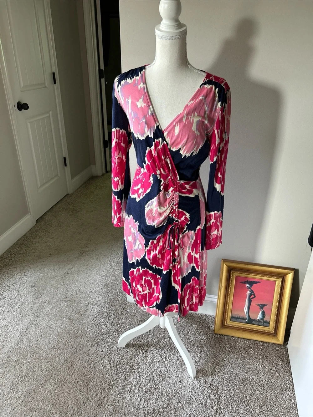 Lilly Pulitzer Pink & Navy Floral faux Wrap dress